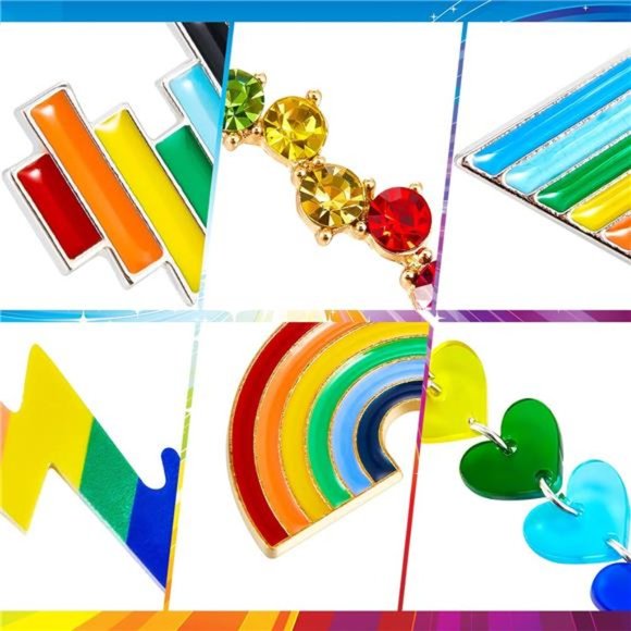 6 Pairs Rainbow Earrings Pride |  Rainbow Drop Earrings for Women - Picture 6 of 8